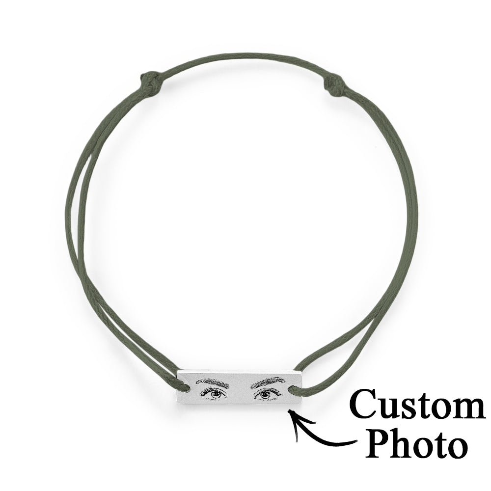 Personalised Eyes Photo Bracelet | Custom Engraved Love Gift | Adjustable Stainless Steel