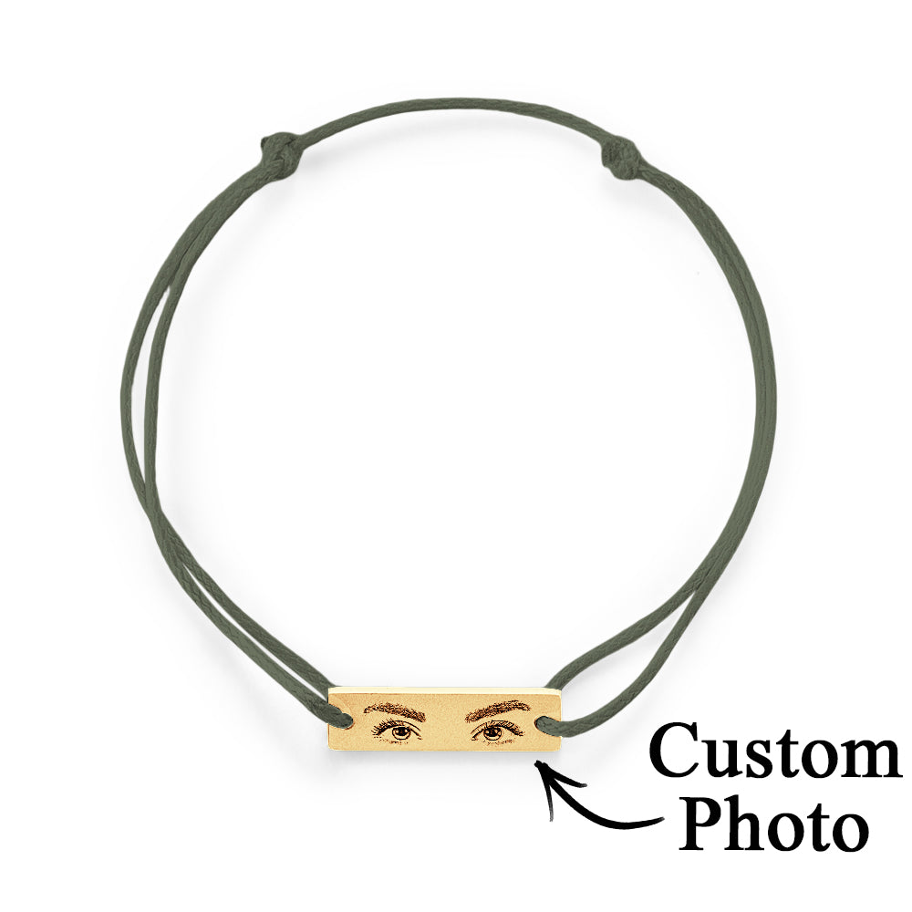Personalised Eyes Photo Bracelet | Custom Engraved Love Gift | Adjustable Stainless Steel