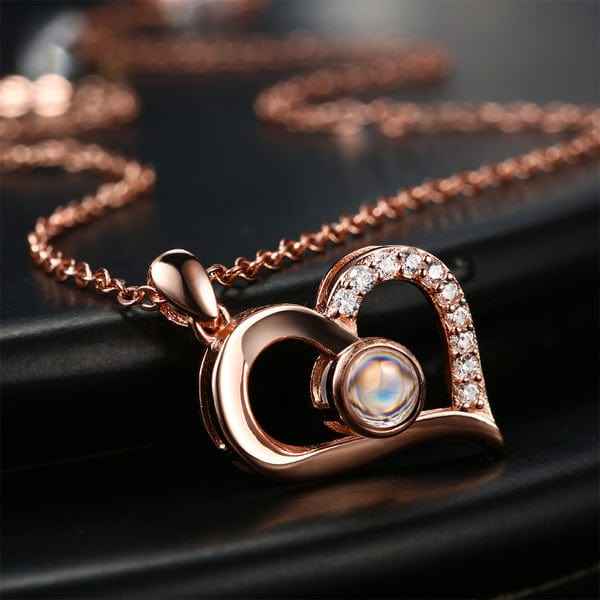Photo Projection Necklace With Eternal Flower Jewelry Box Gifts for Mum - 2 Colors