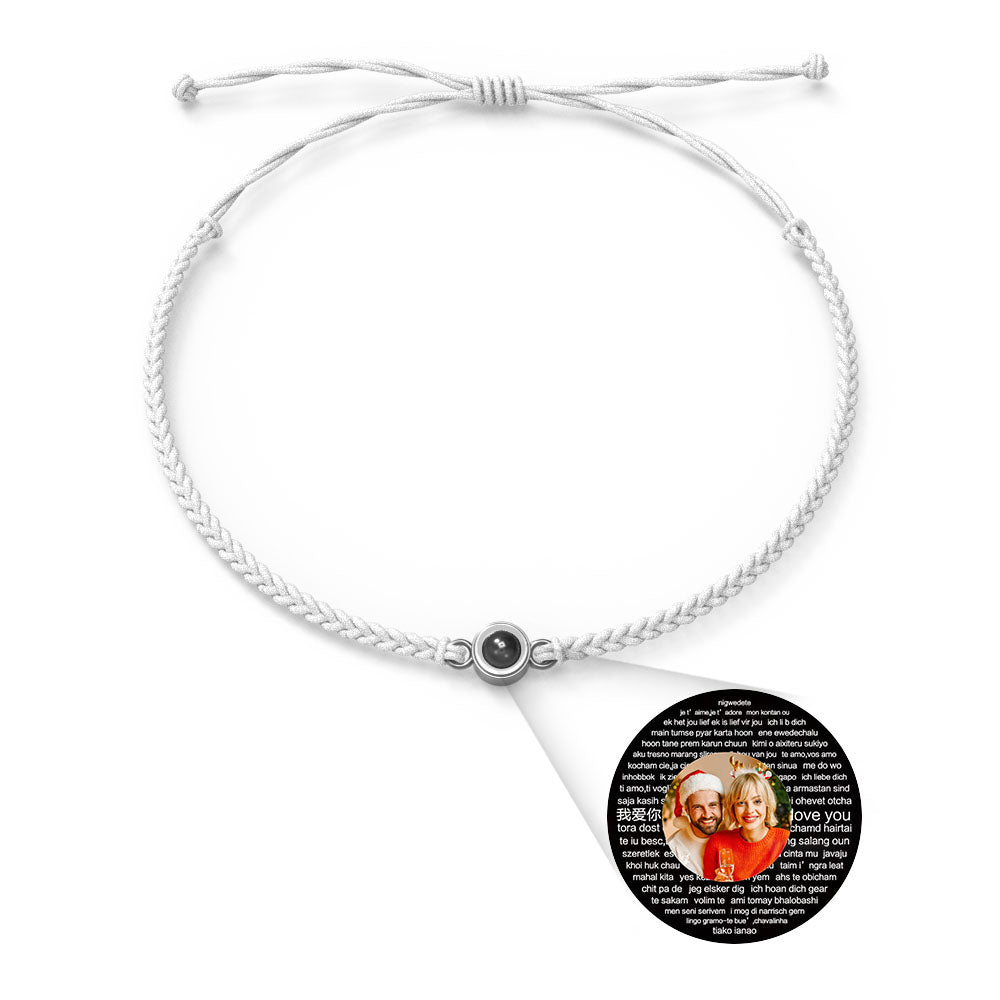 Personalised Photo Projection Charm Bracelet | I Love You in 100 Languages | Custom Birthday Gift