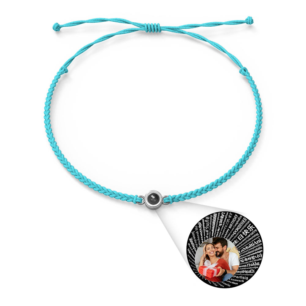 Personalised Photo Projection Charm Bracelet | I Love You in 100 Languages | Custom Birthday Gift
