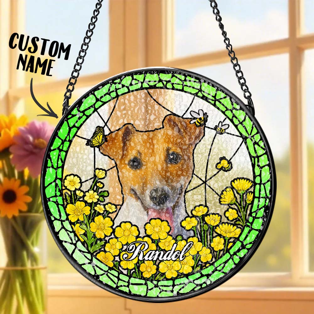 Personalised Pet Portrait Stained Glass Suncatcher - Custom Memorial Gift for Dog & Cat Lovers