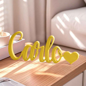 Custom 3D Printed Name Sign with Heart Shaped Desk Name Plate Home Decor Gift