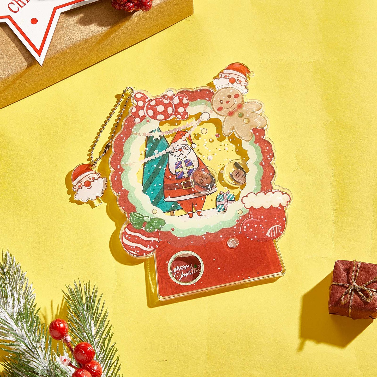 Interactive shake feature demonstrated — personalised photo gashapon toy revealing a surprise image, great Secret Santa present