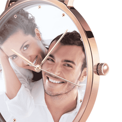 Custom Engraved Rose Gold Photo Watch with Nylon Strap - Personalised Unisex Gift