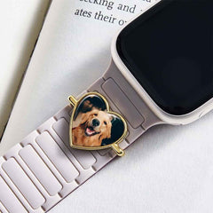 Custom Photo Watch Strap Charm - Personalized Smartwatch Beaded Accessory
