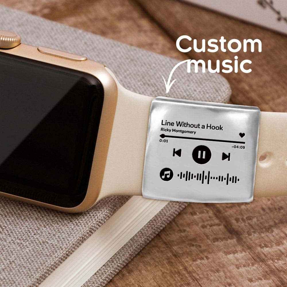 Custom Scannable Music Code Apple Watch Charm Sport Band Charm Personalized Smart Watch Jewelry Accessory