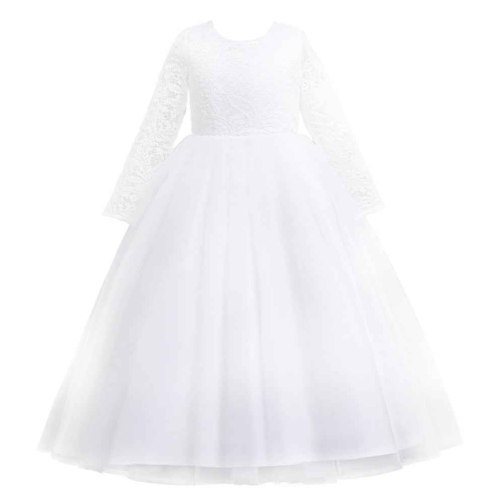 Flower Girl Dress Boho Flower Girl Toddler Junior Bridesmaid Fall Flower Girl Tulle Flower Girl Long Sleeve Flower Girl Dress
