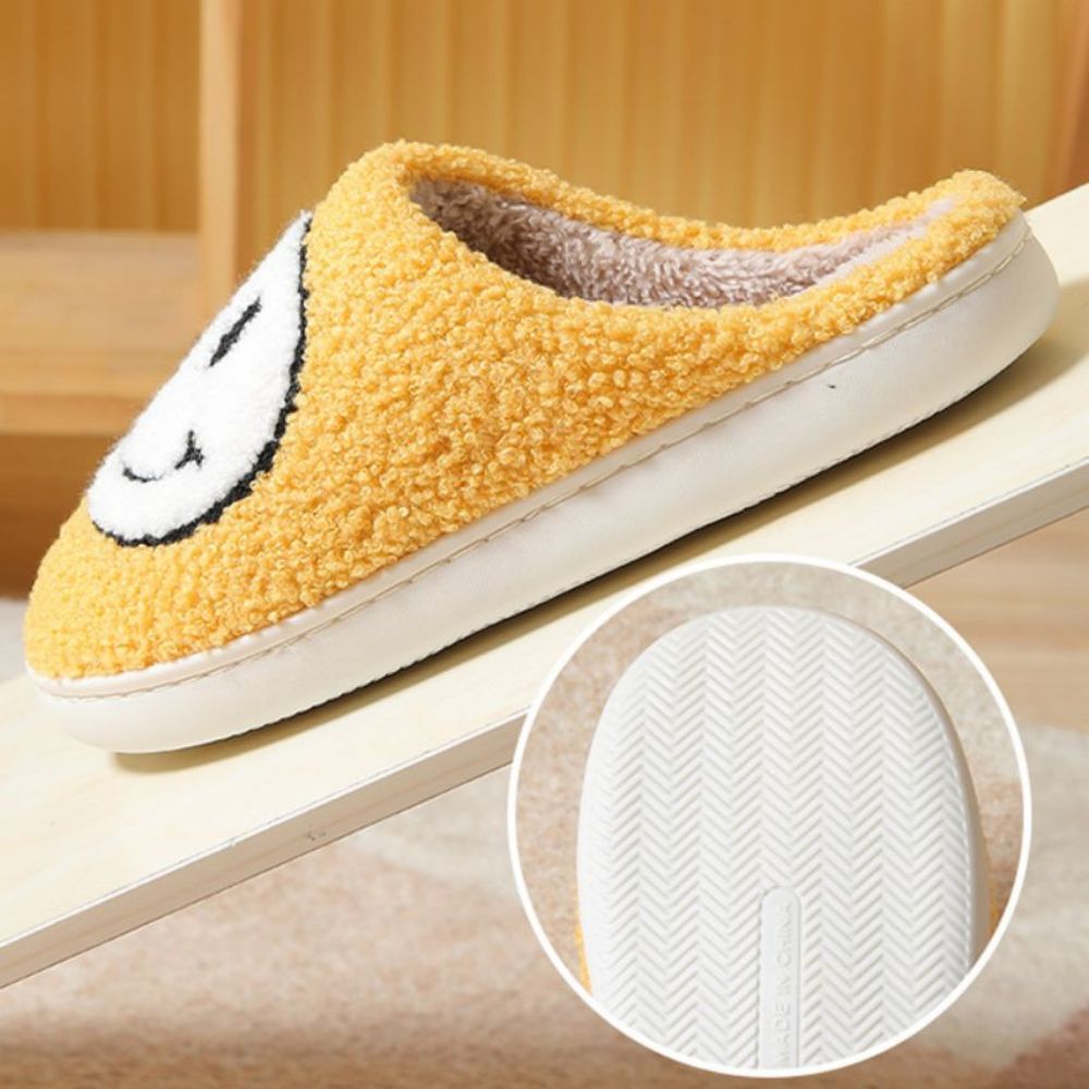 Durable PVC anti-slip rubber sole of Smiley Face slippers — tread detail for secure grip on wet or slippery indoor floors