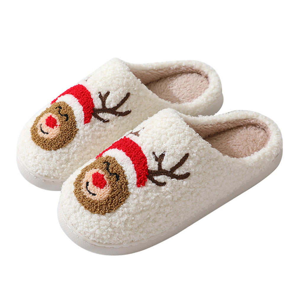 Textured PVC sole of Christmas slippers — non-slip indoor grip and durable construction for cosy winter wear
