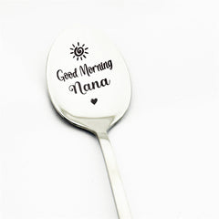 Personalised 'Good Morning' Stainless Steel Coffee Spoon - Engraved Gift for Tea & Coffee Lovers