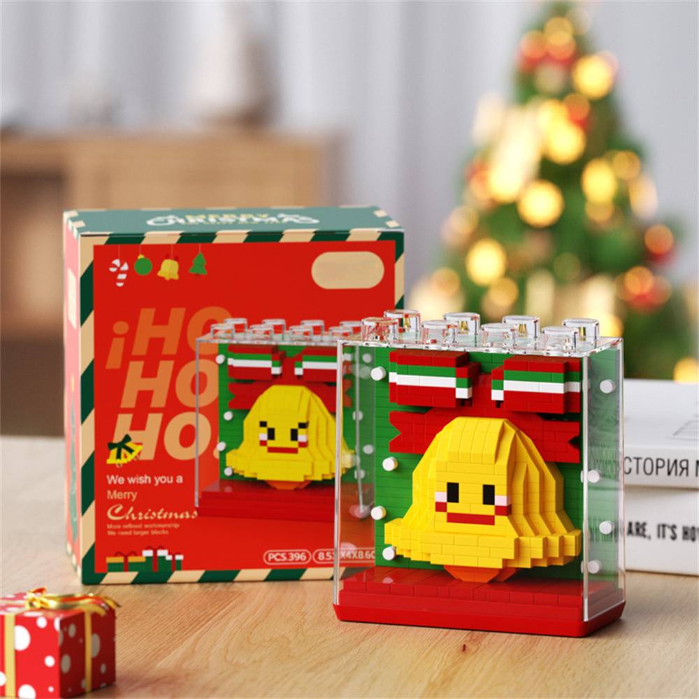 Selection of colourful plastic blocks from the Christmas building set — lightweight, durable gift for children