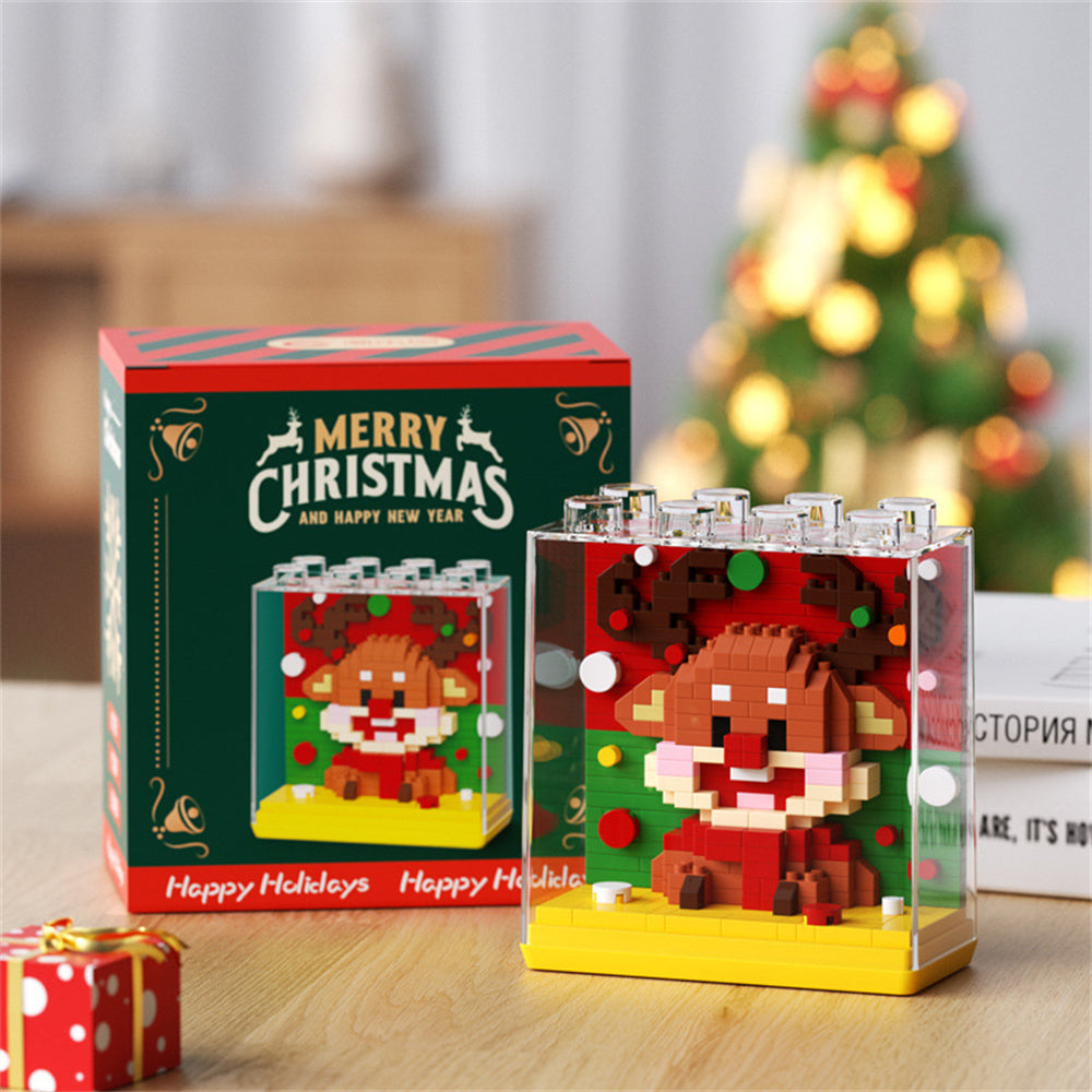 Child using Christmas building block toys — encourages hands-on learning, creativity and imaginative play