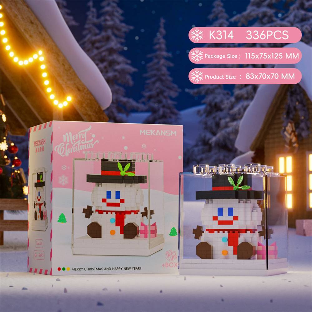 Multiple Christmas building block sets as party favours and stocking fillers — compact, travel-friendly gifts for children