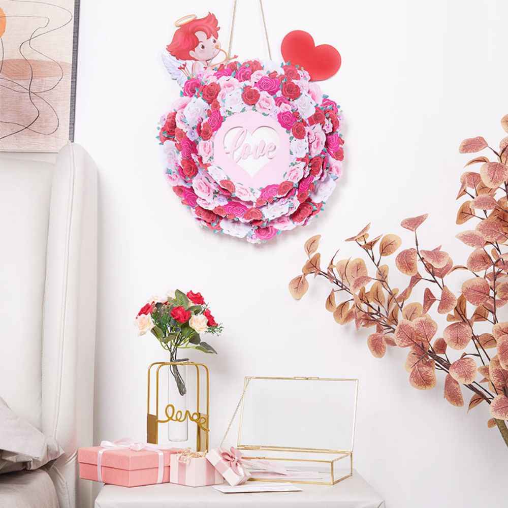3D Creative Cupid Rose Wreath Pop Up Home Decor Garland