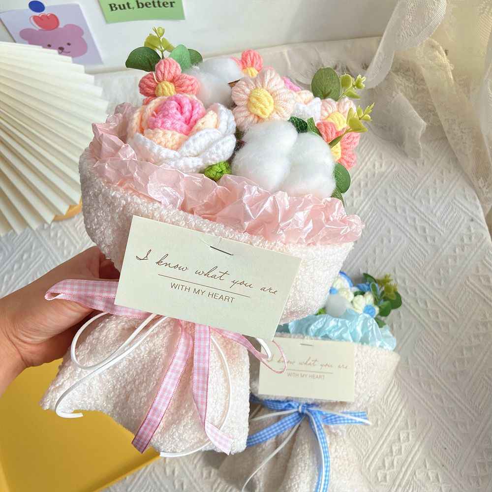 Handmade Crochet Flowers Bouquet Knitted Flowers Bouquet Wedding Gift