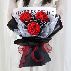 Crochet Flowers Bouquet Handmade Knitted Carnation Bouquet Wedding Gift