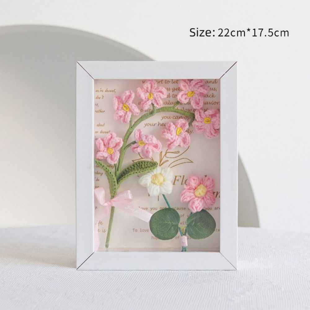 Crochet Bouquets Photo Frame Handmade Knitted Flower Shadowbox Frame Desktop Decoration