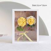 Crochet Bouquets Photo Frame Handmade Knitted Flower Shadowbox Frame Desktop Decoration