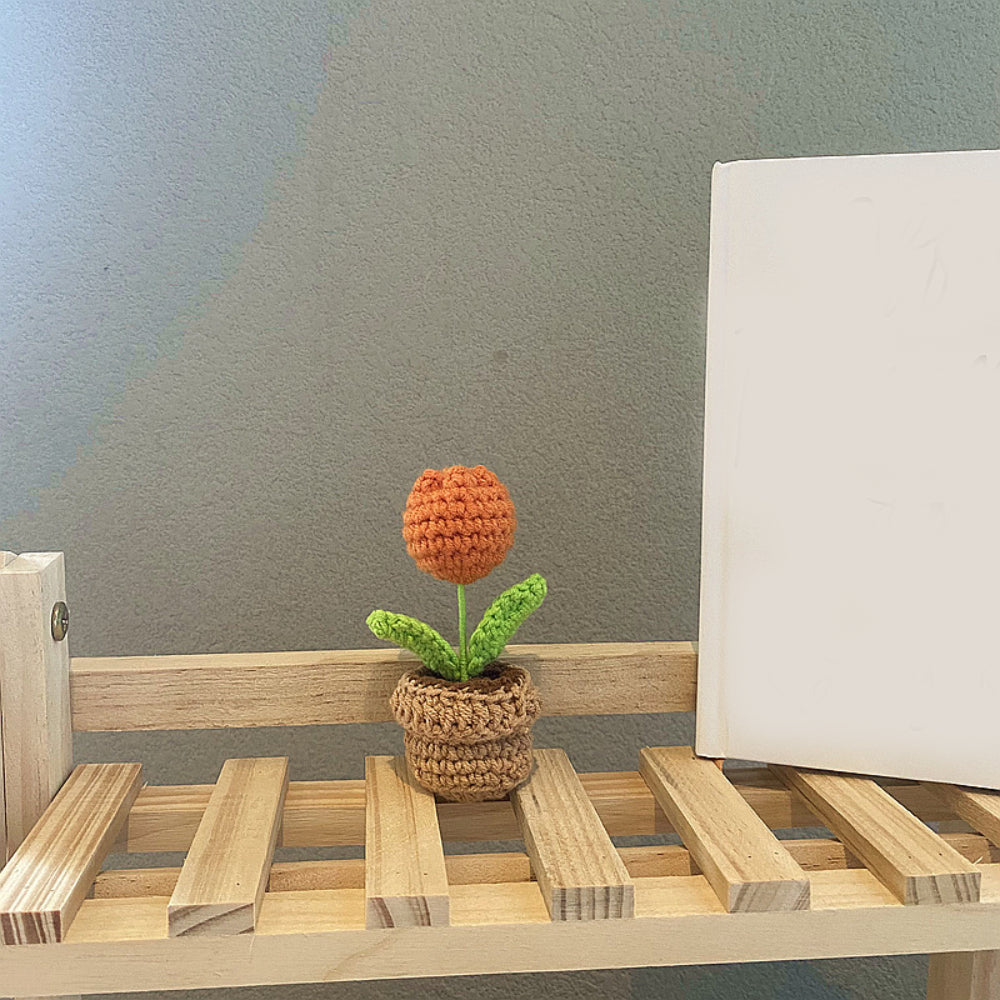 Handmade Crochet Potted Plant | Hand Woven Knitted Flower Arrangement | Unique Craft Gift