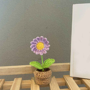 Handmade Crochet Flowers Completed Hand Woven Knitted Potted Plants Gift for Handicraft Lover