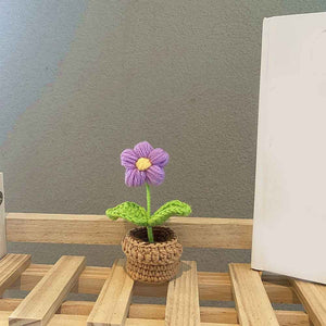 Handmade Crochet Flowers Completed Hand Woven Knitted Potted Plants Gift for Handicraft Lover