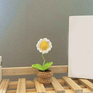 Handmade Crochet Flowers Completed Hand Woven Knitted Potted Plants Gift for Handicraft Lover