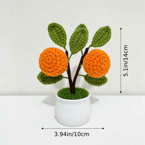Strawberry Orange Potted Plants Completed Hand Woven Knitted Potted Plants Gift for Handicraft Lover