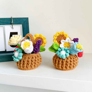 Multicolor Flowers Crochet Potted Plants Completed Hand Woven Knitted Potted Plants Gift for Handicraft Lover