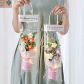 Crochet Flowers Bouquet Handmade Knitted Bouquet with Light Strip Birthday Gift for Lovers Wedding Gift