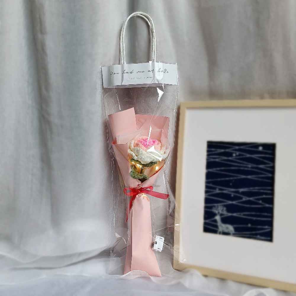 1pc Crochet Flower Handmade Knitted Flower with Light Strip Gift for Lovers Wedding Gift