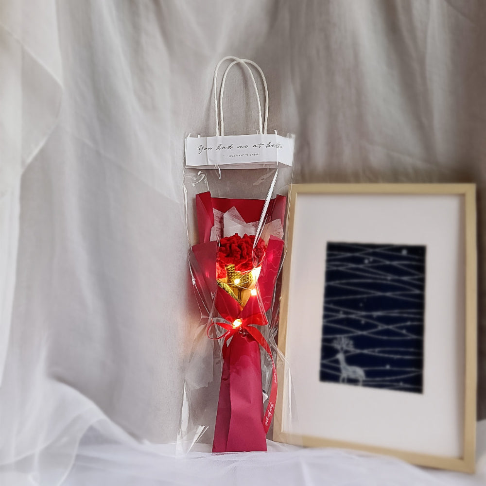 Handmade Crochet Flower with LED Lights - Personalised Romantic Gift for Weddings & Anniversaries