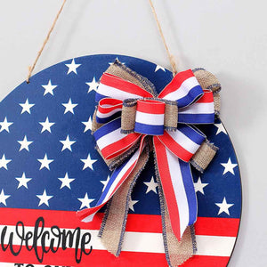 4th of July Welcome Door Sign Independence Day Decorations Front Door Hanger