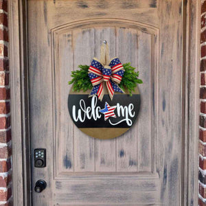 4th of July Welcome Door Sign Independence Day Decorations Front Door Decor