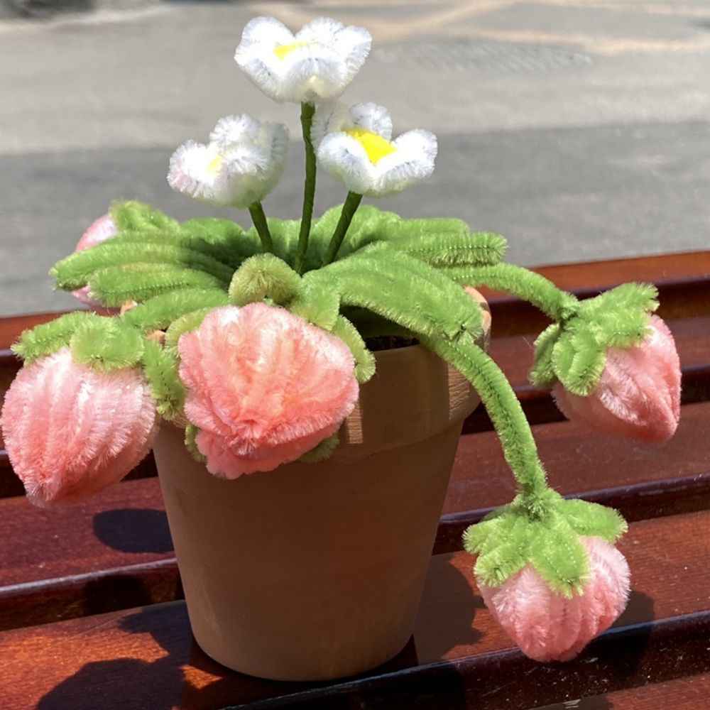 Pipe Cleaner Potted Plant Handmade Twist Stick Flowers Gift