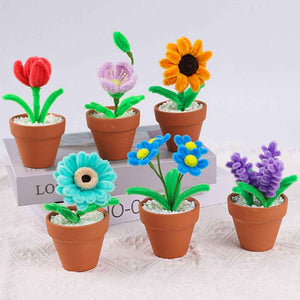 Pipe Cleaner Potted Plant Handmade Twist Stick Flowers Gift for Lover