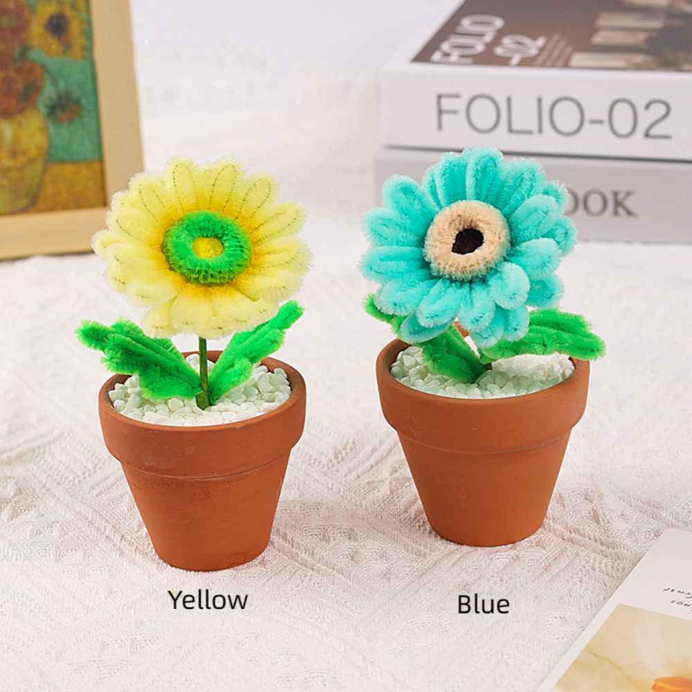 Pipe Cleaner Potted Plant Handmade Twist Stick Flowers Gift for Lover