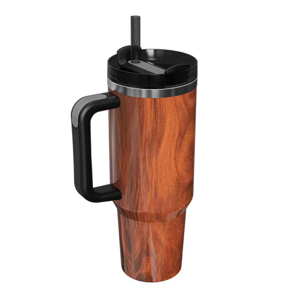 40oz Insulated Mug with Handle and Straw Marble Pattern Stainless Steel Travel Cup Gift for Family Friends Couples