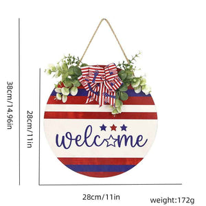 Welcome Door Sign 4th of July Independence Day Decorations Front Door Hanger Gifts