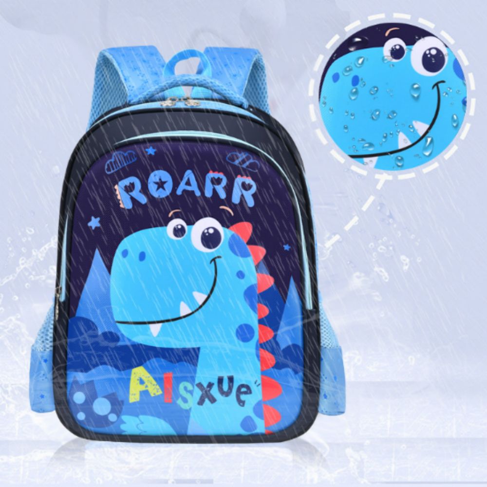 Durable zip and neat stitching detail on kindergarten nylon backpack – built for everyday school use