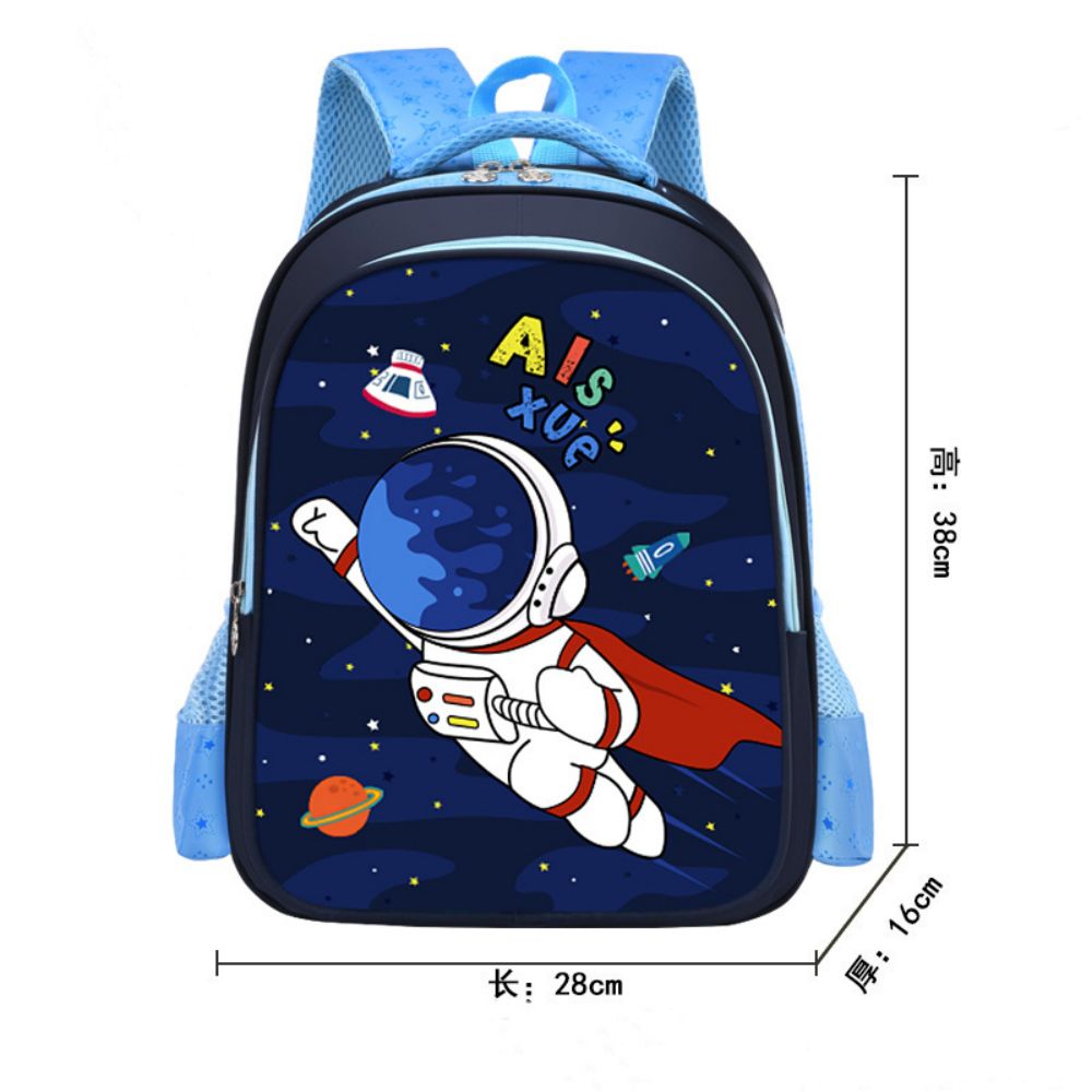 Open interior view of nylon kids backpack showing roomy main compartment for books, snacks and small toys – preschool bookbag