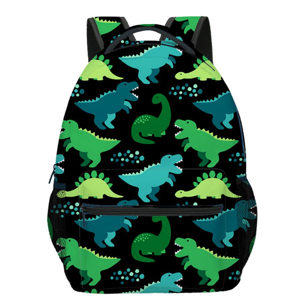 Interior view of kids' dinosaur backpack rucksack with roomy compartment for snacks, spare clothes and a favourite storybook — ideal preschool bookbag