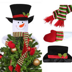 Snowman Christmas Tree Topper with Red Mittens and Draping Scarf Festive Christmas Tree Decoration