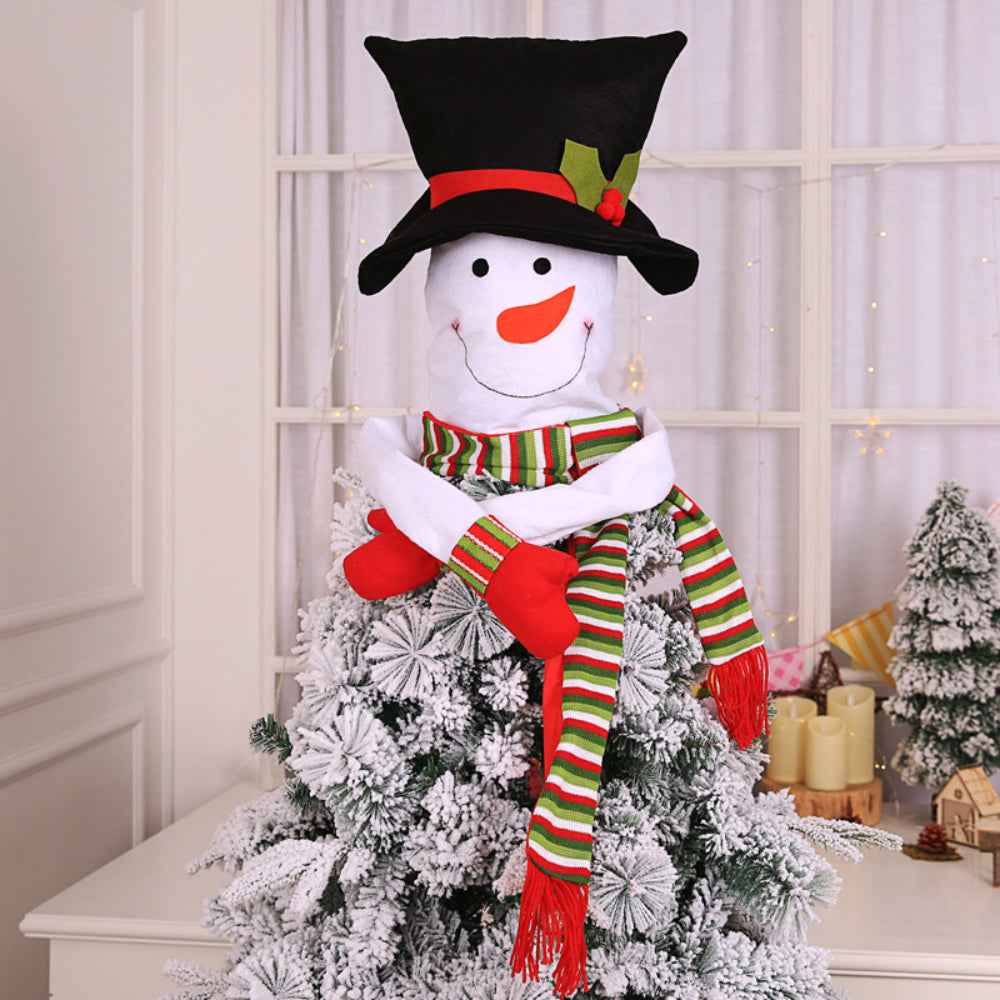 Snowman Christmas Tree Topper with Red Mittens and Draping Scarf Festive Christmas Tree Decoration