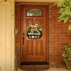 Welcome Sign with Light for Front Door Wood Farmhouse Wreath Porch Decor Hanging Decoration Gifts