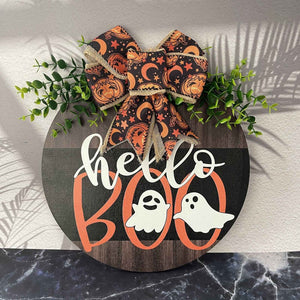 Halloween Welcome Sign for Front Door Wood Farmhouse Wreath Porch Decor Hanging Decoration Gifts