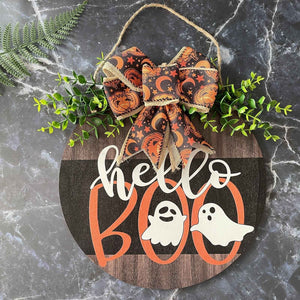 Halloween Welcome Sign for Front Door Wood Farmhouse Wreath Porch Decor Hanging Decoration Gifts