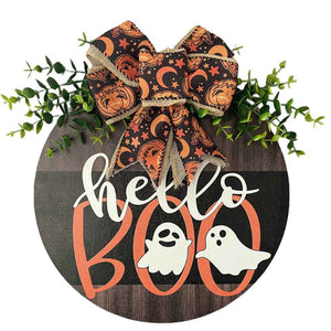 Halloween Welcome Sign for Front Door Wood Farmhouse Wreath Porch Decor Hanging Decoration Gifts