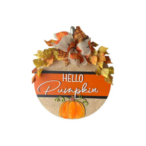 Fall Welcome Sign for Front Door Hello Pumpkin Farmhouse Wreath Porch Decor Hanging Decoration Gifts