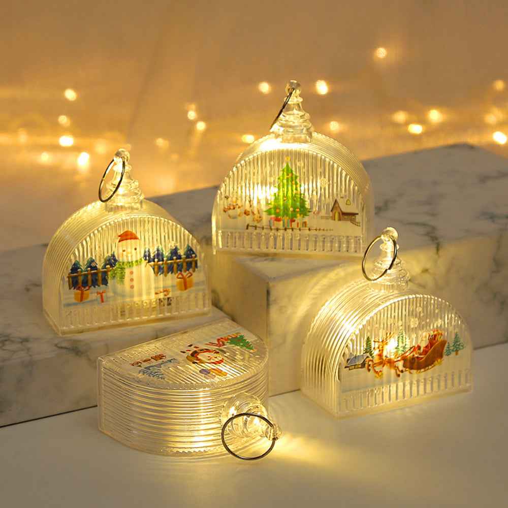 Christmas Light-Up LED Lamps with Hanging Ring Window Display Christmas Tree Pendant Christmas Decoration